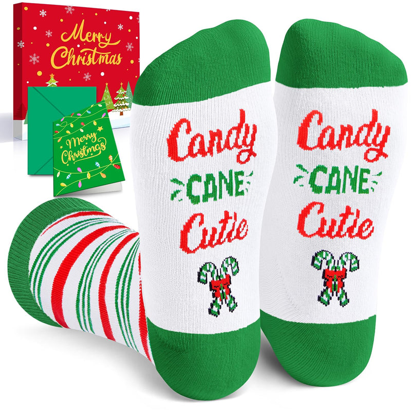 Candy Cane Socks Women Men - Christmas Candy Gifts Candy Cane Stocking Stuffers