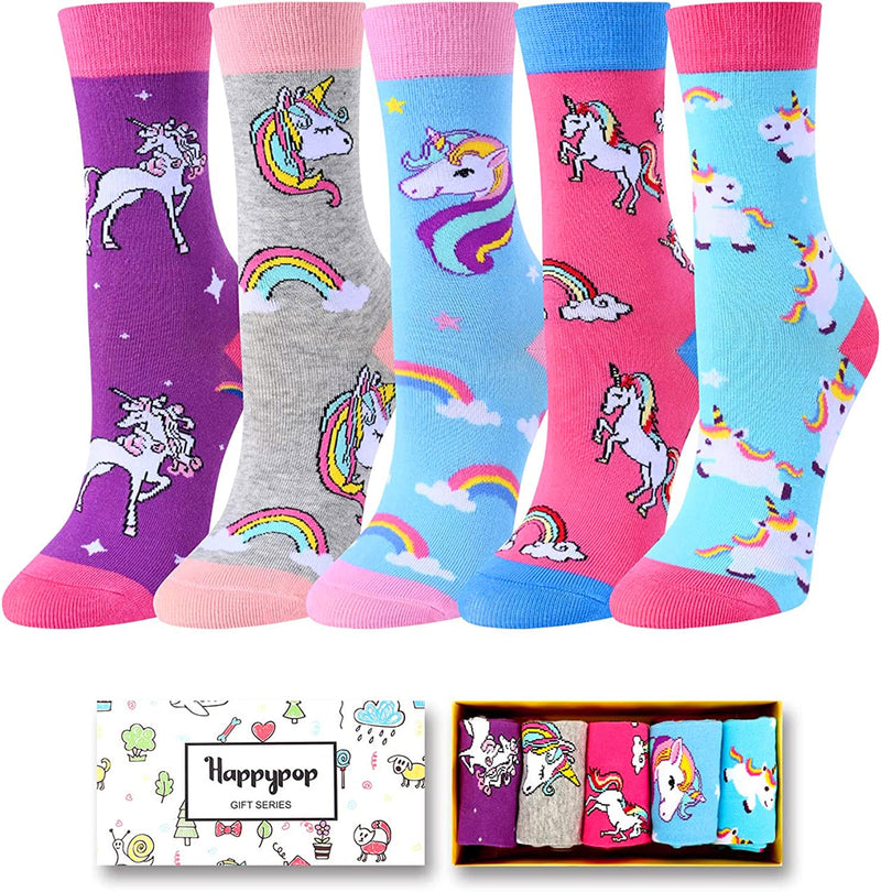 Animal Socks Pack for Girls - Llama Gifts Unicorn Gifts Corgi Socks Chicken Socks Kids 5 pairs 4-6 Years Old