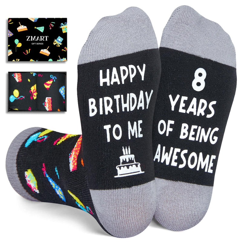 8th Birthday Gifts for Boys - Socks for Boys Girls Age 8, Presents for 8 Year Olds, 8 Year Old Boy Gift Ideas, Black