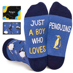 HAPPYPOP Penguin Gifts for Boys Kids - Funny Crazy Ocean Socks 7-9 Years, Penguin Socks Animal Socks