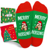 Christmas Gifts for 10-12 Years Old Kids - Green Christmas Stockings Secret Santa Socks Xmas Stocking Stuffers for Horse Lover