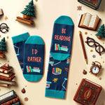 HAPPYPOP Reading Gifts for Boook Lovers - Funny Book Socks for Men Women, Book Lovers Gifts for Students Book Gifts Reading Gifts, Book Socks