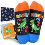 HAPPYPOP 7th Birthday Gifts Ideas Socks - Seven Year Old Gifts for Kids, Presents for 7 Year Olds, Gifts for Boys Girls Age 7, Birthday Gift Box with Greeting Card