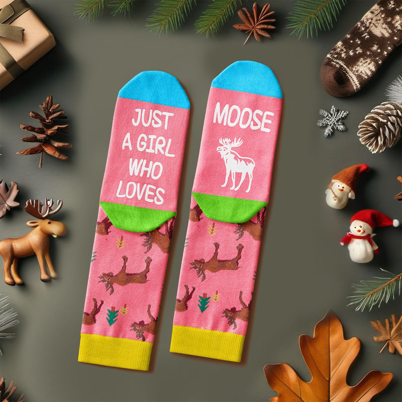 Moose Gifts for Moose Lovers - Funny Moose Socks for Women, Funny Moose Gifts for Teen Girls