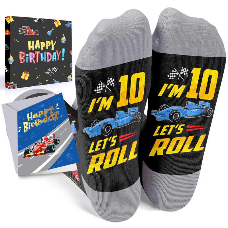 HAPPYPOP 10 Year Old Birthday Gifts Socks Ideas - Ten Year Old Gifts in Birthday Greeting Card, Presents for 10 Year Old with Birthday Box, Gifts for Tween Boys Girls Age 10