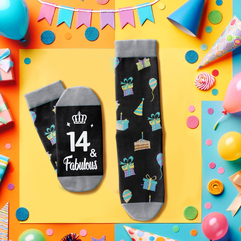 14th Birthday Gifts Ideas Socks - 14 Year old Boy Girl Gifts, Happy Birthday Gifts for 14 Years