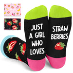 Funny Strawberry Gifts for Women Teen Girls - Strawberry Heart Fruit Socks, Mismatched Socks, Valentine's Day Fruit Gifts for Strawberry Lovers