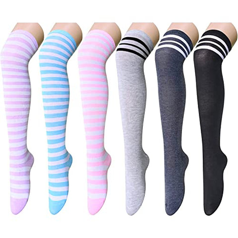 Women's The Knee Thigh High Warm White Novelty Striped Socks Gifts –  Happypop