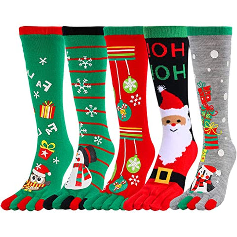 Funny Christmas Toe Socks for Women Men, Christmas Toe Separator